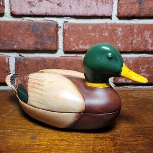 AVON 1978 Mallard Duck Covered Dish, Handcrafted In Brazil***SOME NICKS ON PAINT